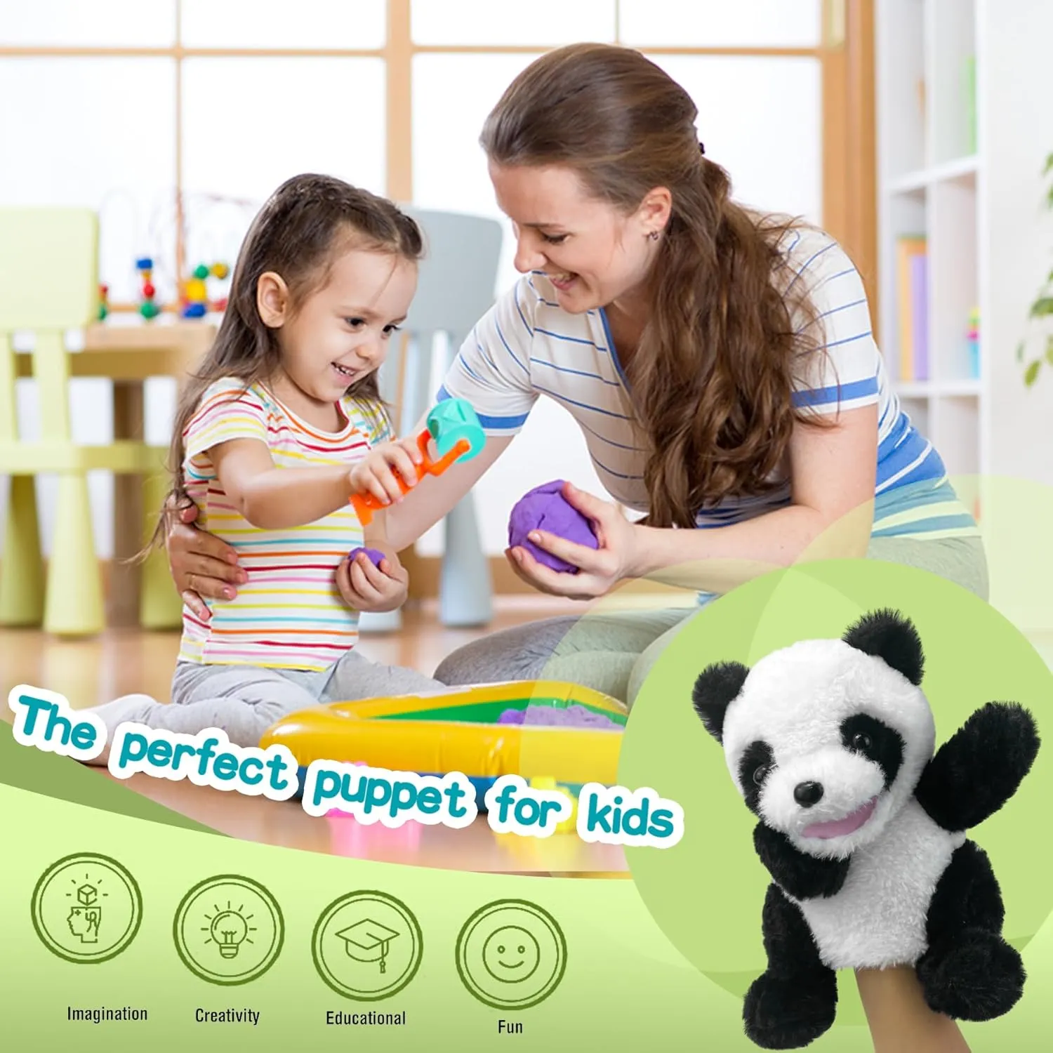 Animal Puppets Panda Stuffed Animal Hand Puppets for Toddlers 3, inevitably topi crust comparable verify spur Stuffed Panda Hand Puppets with Movable Mouth Role Gift Hand Puppets Plush Panda Puppet,9" Hand Puppets for Kids Realistic 