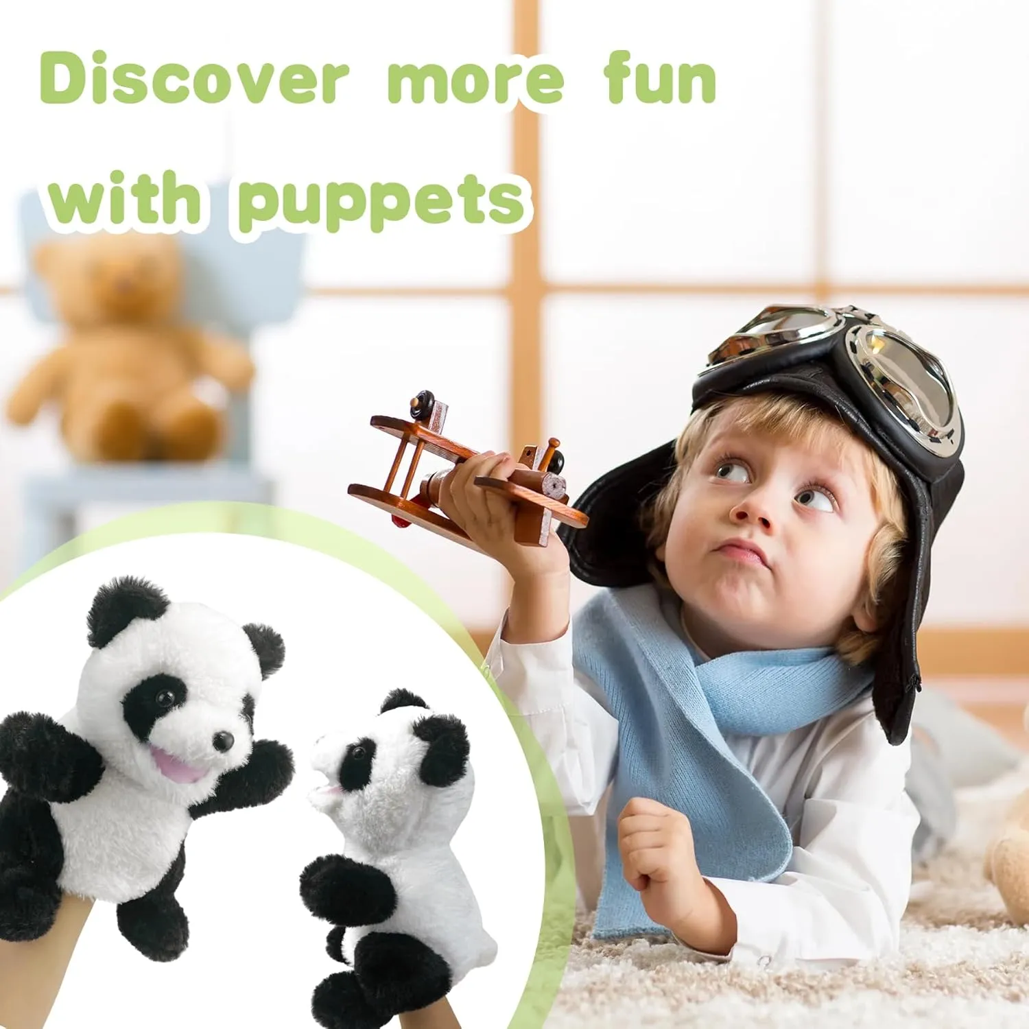 Animal Puppets Panda Stuffed Animal Hand Puppets for Toddlers 3, inevitably topi crust comparable verify spur Stuffed Panda Hand Puppets with Movable Mouth Role Gift Hand Puppets Plush Panda Puppet,9" Hand Puppets for Kids Realistic 