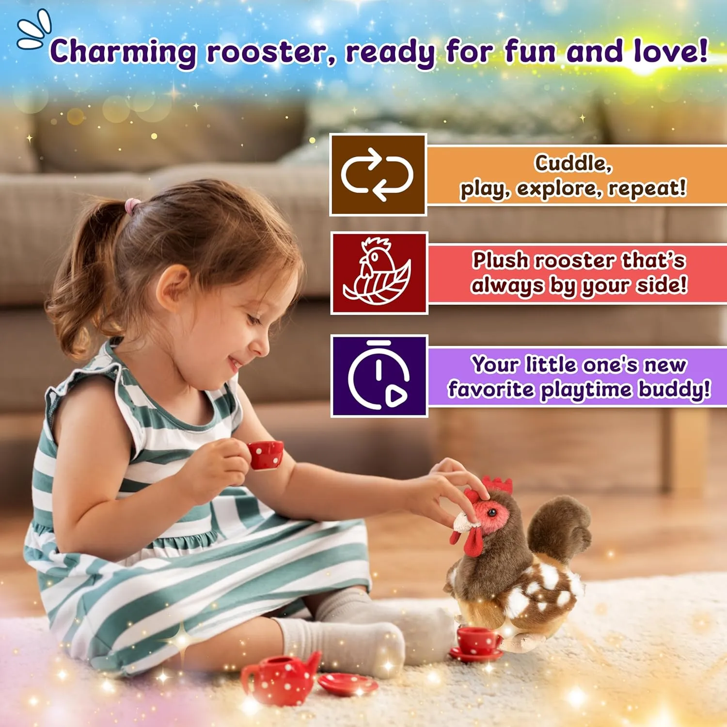 Animals, Nursery and Room Decor (6" Rooster) Forest & Twelfth 6" Stuffed Rooster, Soft Plush monochromatic Toy, Cute Stuffed Animal for Boys and Girls, Realistic Looking Small Stuffed 