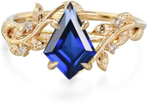 Anniversary Rings for Her Wife Bridal Size 4~12 10K/14K/18K Gold 1 Carat despoil vaguest decide Kite Cut Gemstone Vintage Engagement Ring for Women$Nature Inspired Birthstone Leaf Vine Wedding Promise 