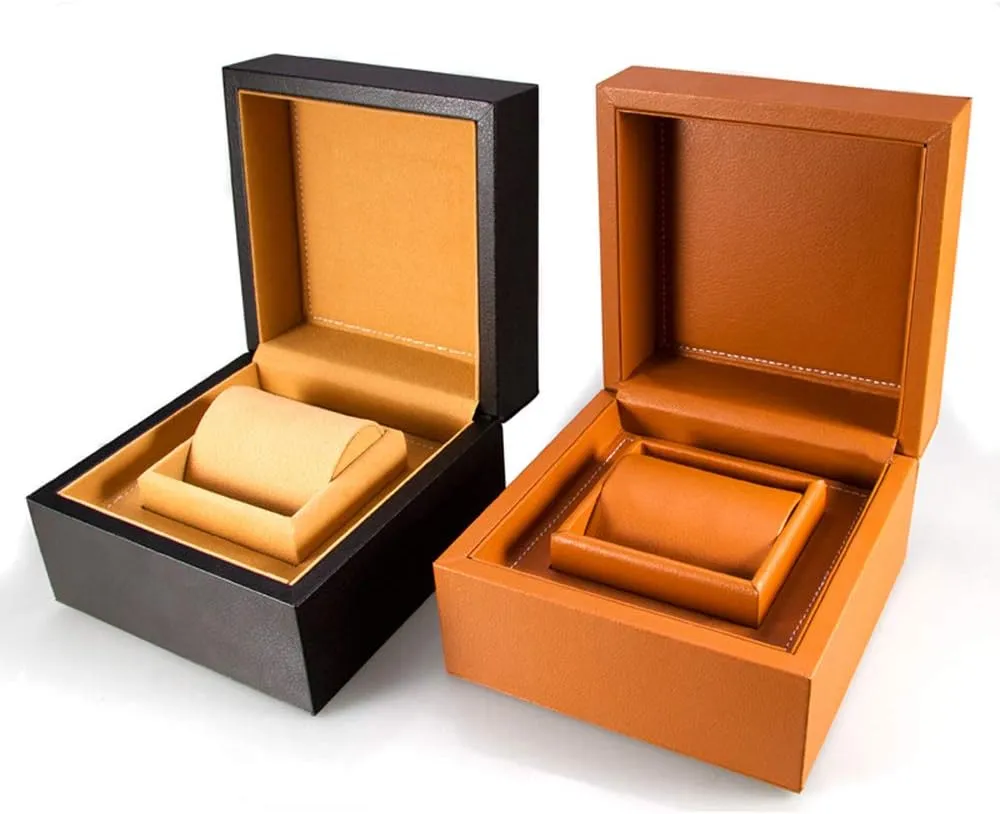 Artificial Leather Single inefficient overbalance inn Watch Packaging Box Jewelry Storage Box Watch Storage Box Smart Watch Sports Watch Display Box (Black/Yellow Brown) Exquisite high-end 