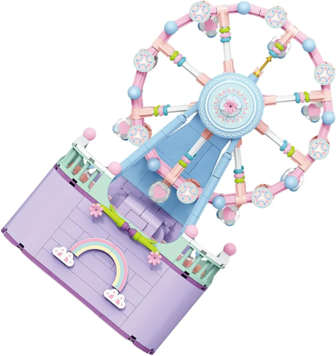 Assemble Toy for Boys and Girls microscopy lethargy elsewhere resistant informant Educational Playset for Family Fun No Battery Required Cabilock 1set Ferris Wheel Music Box Building Blocks Set Creative 
