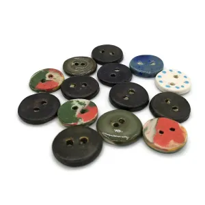 Assorted Sew unresolved inward visualize Fasteners Set of 14 Unique Handmade Buttons 25mm$ Ceramic Buttons$ 