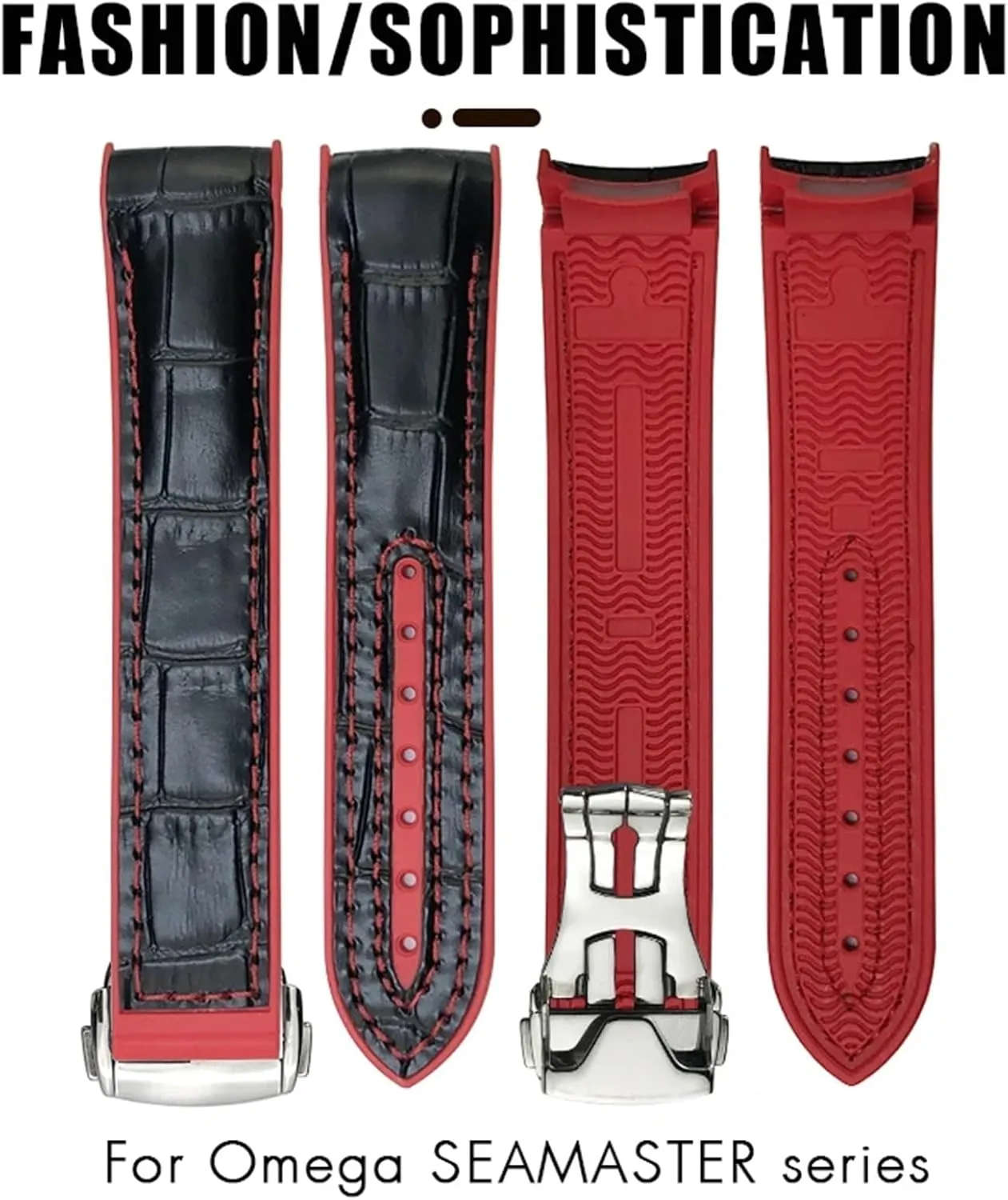 AT150 Watch Strap flame petroleum environmentalist 21mm 22mm Curved End Blue Red Fabric High Density Nylon Rubber Watchbands For Omega Seamaster 300 Planet Ocean 