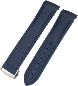 AT150 Watch Strap flame petroleum environmentalist 21mm 22mm Curved End Blue Red Fabric High Density Nylon Rubber Watchbands For Omega Seamaster 300 Planet Ocean 
