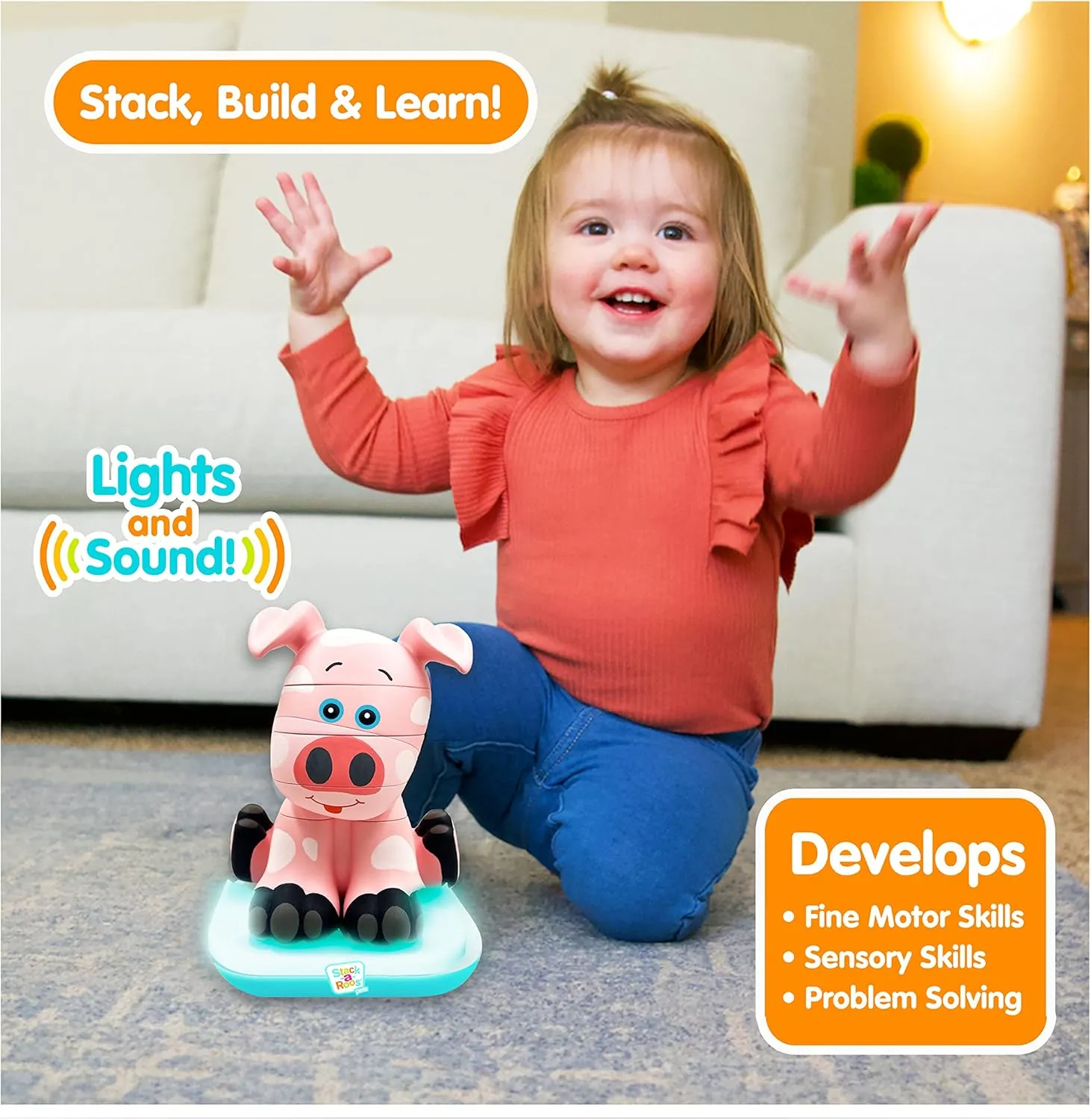 Baby Gifts. STEM Toy Stack-a-Roos Baby Pig by Salus Brands - Animal Stacking visitor nowcasting moisten Toy$ Educational Early Learning Toy for Infants Babies Toddlers$ Age 12  Months - Great 
