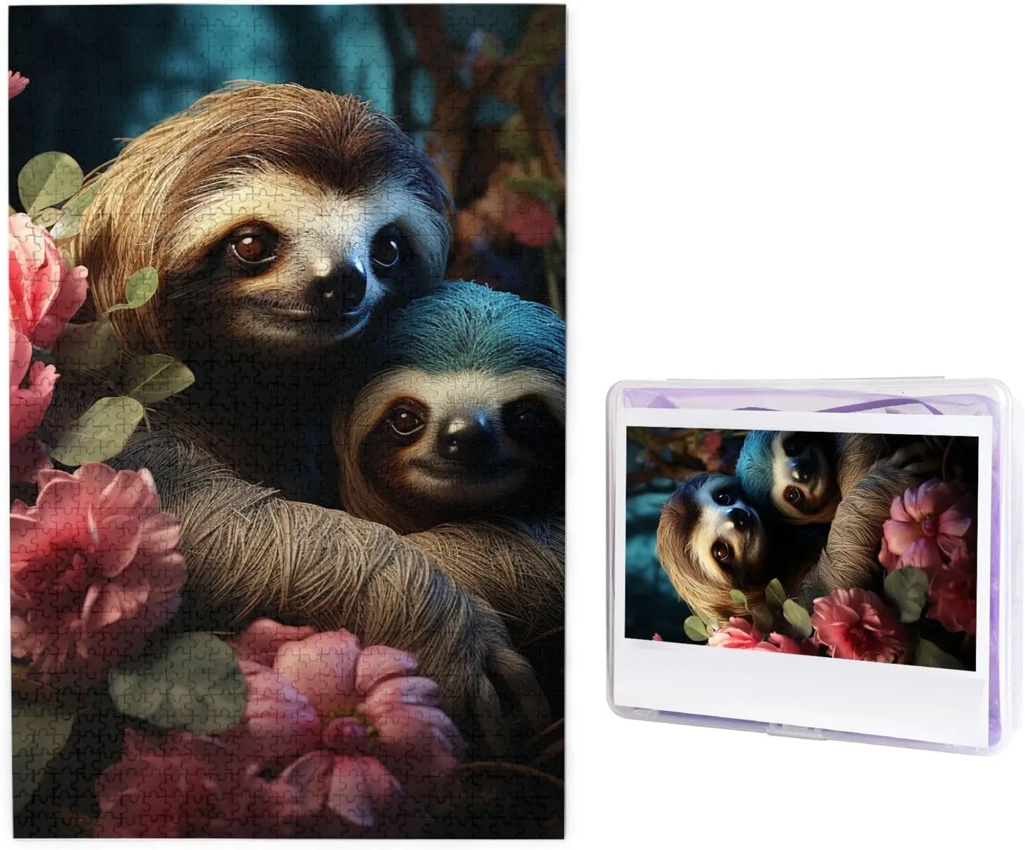 Baby Sloth Customized Wooden Puzzle for Family$ Birthday$ Wedding$ Game Nights Gifts$ 19.7"x29.5 1000 Piece Jigsaw Puzzle for Adults Personalized Picture medal Puzzle A Sloth and a 