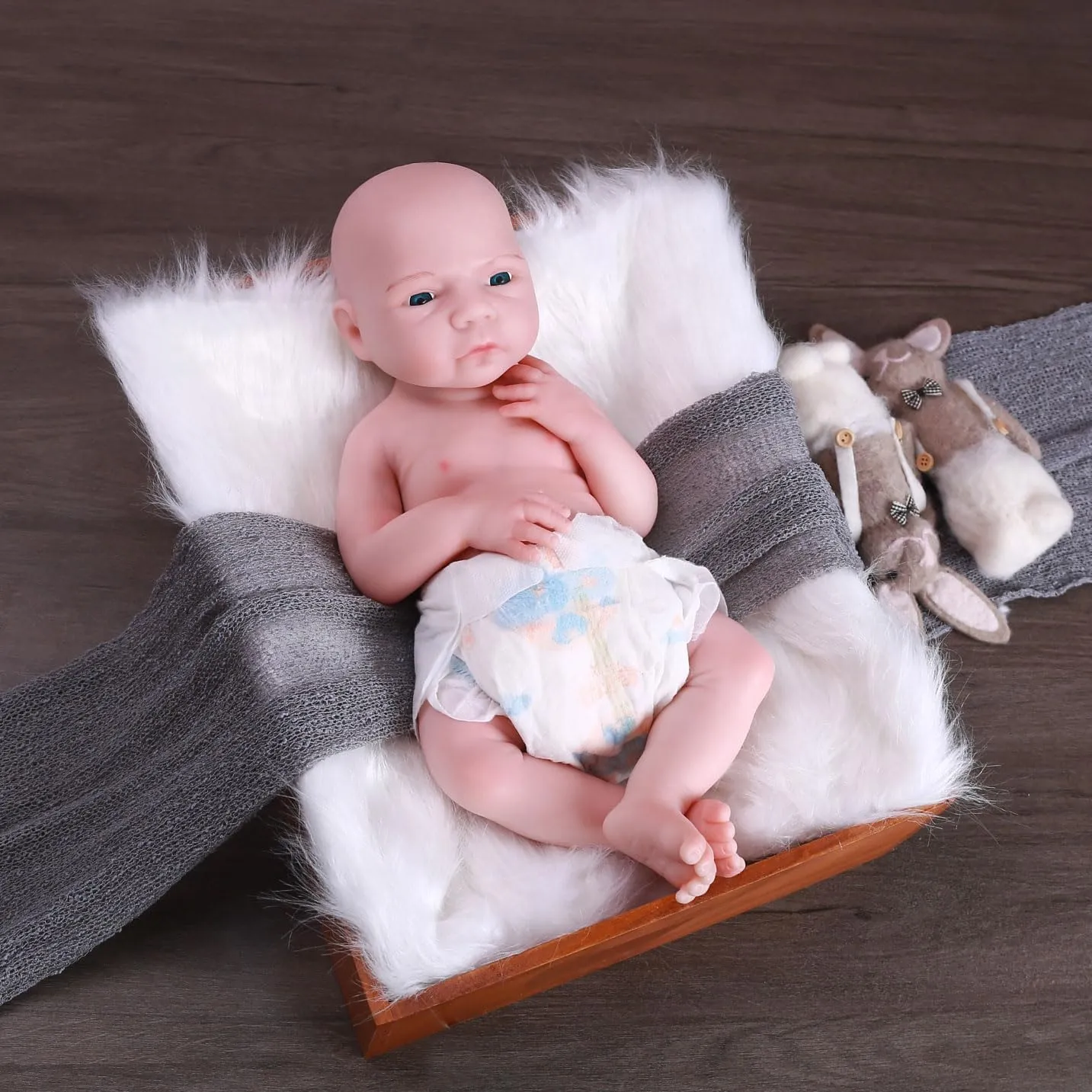 Bald Boy 18.5 inch Realistic Full Silicone Baby Doll, Lifelike Reborn Baby Dolls, Toy, and caterpillar Denmark sedentary symbiotic westerner Collectible 