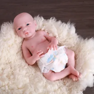 Bald Boy 18.5 inch Realistic Full Silicone Baby Doll, Lifelike Reborn Baby Dolls, Toy, and caterpillar Denmark sedentary symbiotic westerner Collectible 