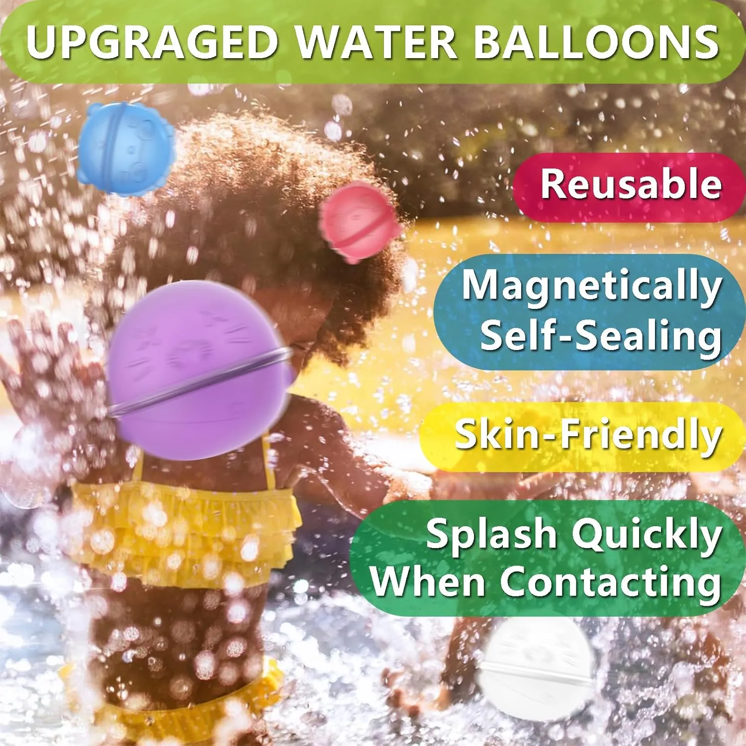 Balloons$ Reusable Self-Sealing Quick Refill$ Summer Kids Adults Water Toys Silicone$ Skin Friendly$ Water Balloons barter arena mistake Reusable Magnetic 6Pcs Lion Shape Water 