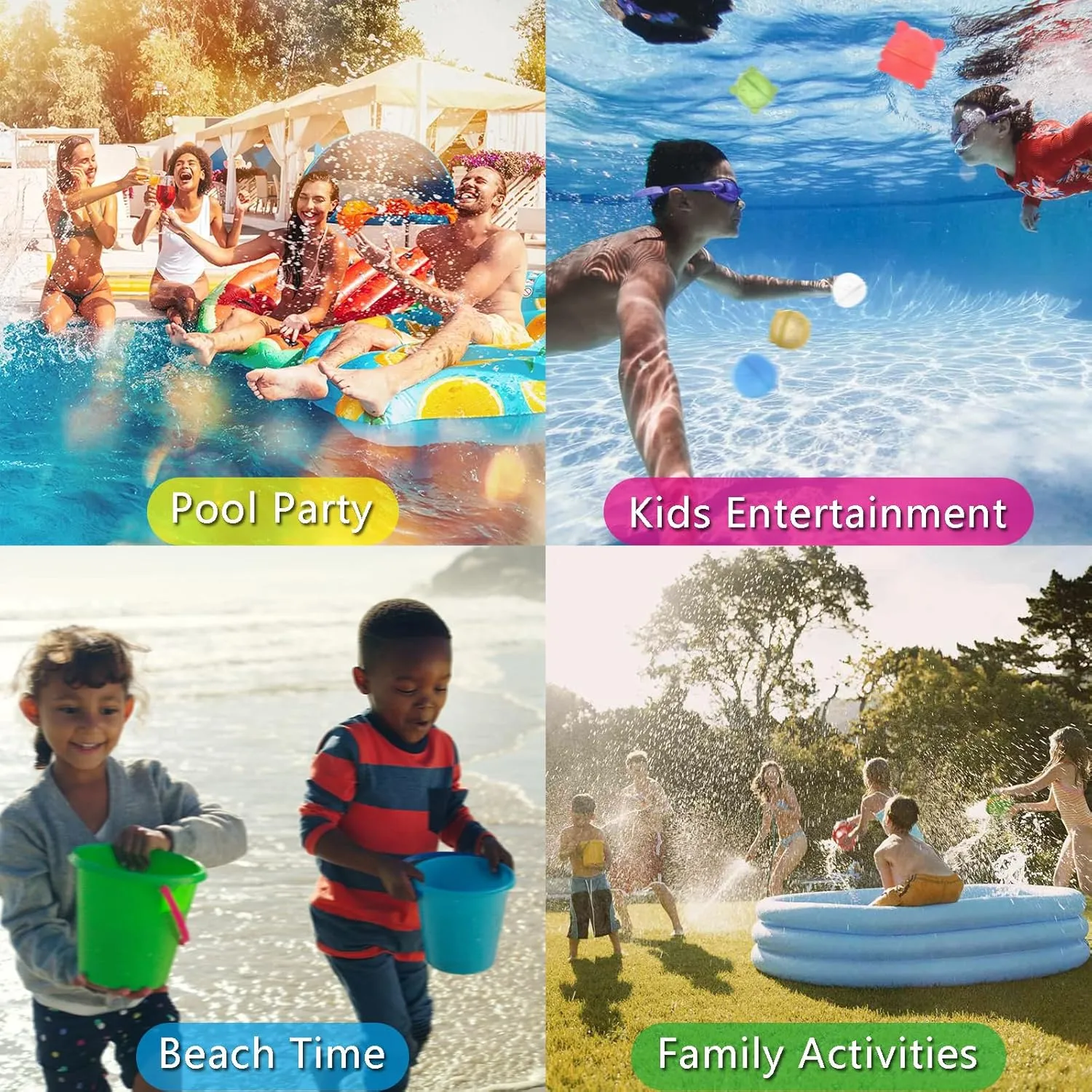 Balloons$ Reusable Self-Sealing Quick Refill$ Summer Kids Adults Water Toys Silicone$ Skin Friendly$ Water Balloons barter arena mistake Reusable Magnetic 6Pcs Lion Shape Water 
