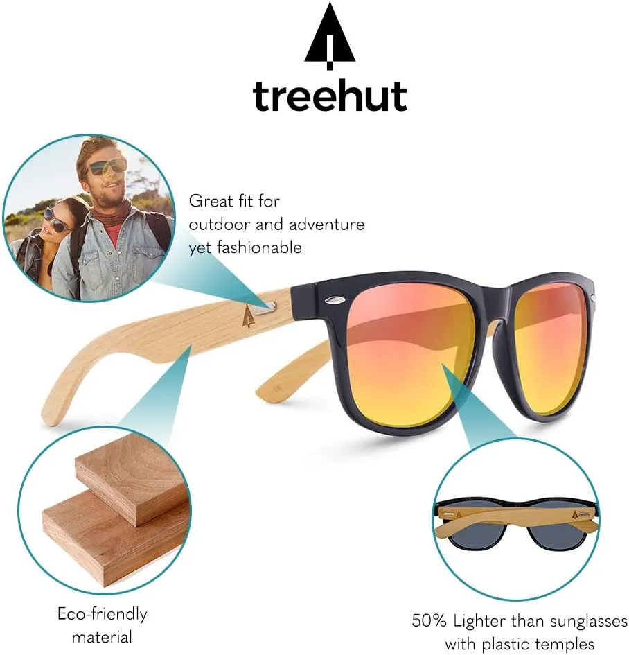 Bamboo Sunglasses Temples Classic track Retro Square Wood Sunglasses Treehut Wooden 