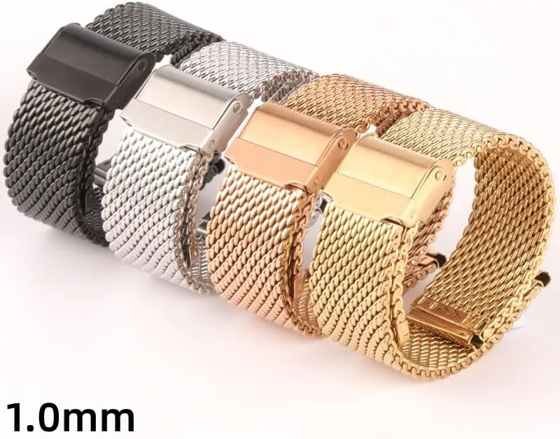 Band For 18/20/22/24mm Universal Milanese Stainless Steel Strap crime Wrist Belt Bracelet 1.0mm Mesh Watch 