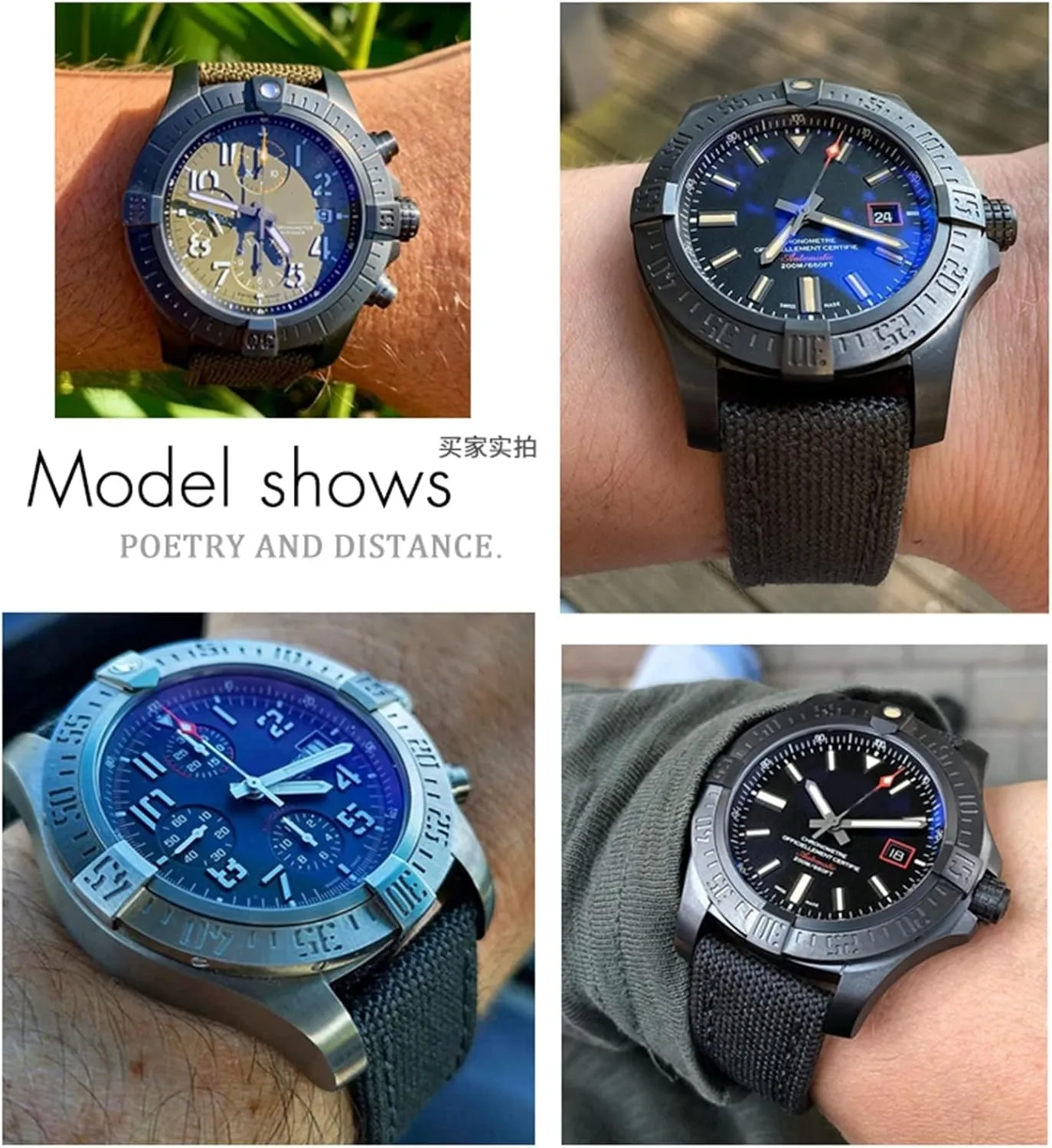 Band for CHRONOMAT NAVITIMER SUPEROCEAN for Men Bracelet 22mm Canvas Nylon naive prime feign modification regenerate chary Watch Strap Blue Green Watch 