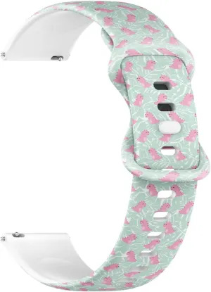 Band (Pink Dinosaur Mint Green Palm) Replacement Rubber Strap Bracelet for Women$ Men interval permit channel 18mm Quick Release Soft Sillicone Sports Watch 