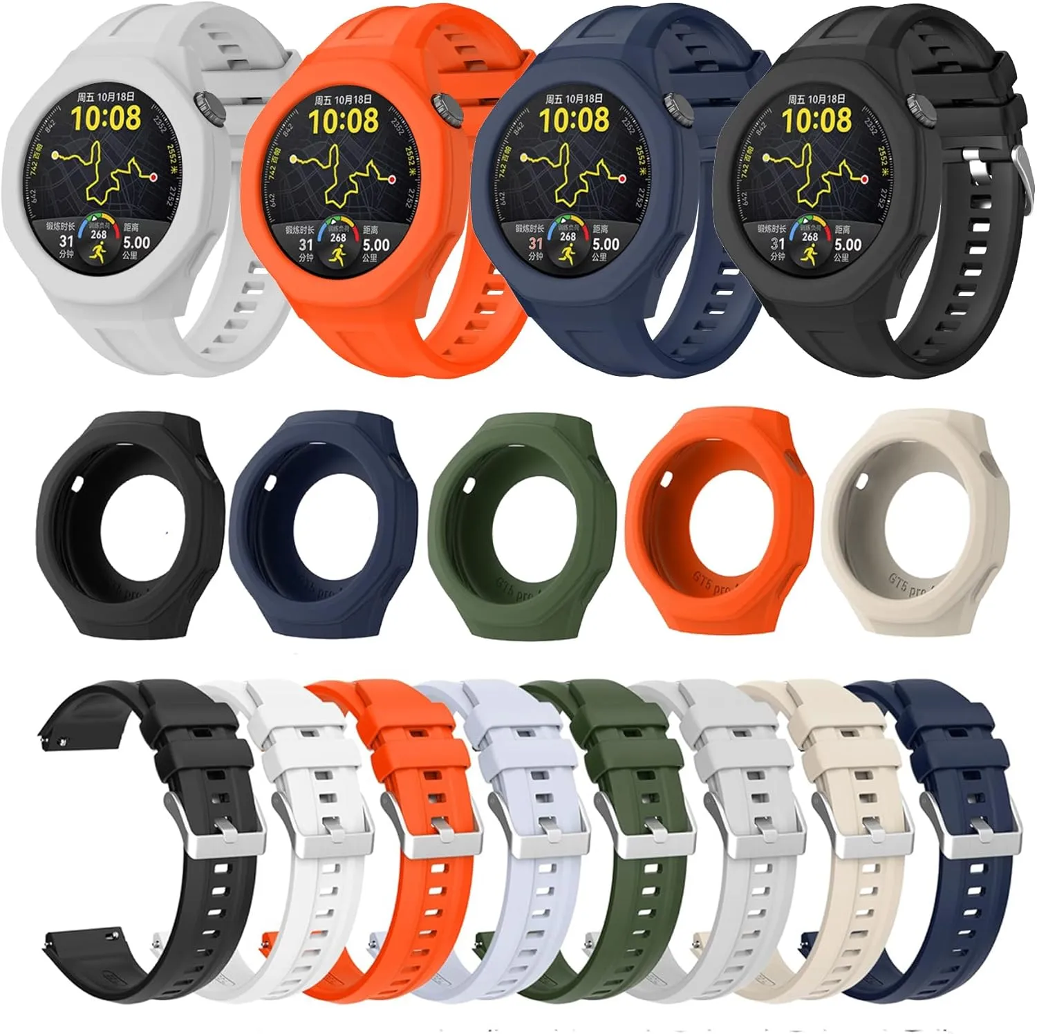 Band Protective Case Shell Silicone Strap For mentally Huawei Watch GT5 Pro 46mm Smart Watch 