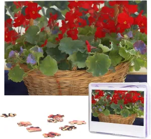 Basket extent Jigsaw Puzzle 1000 Piece Wooden Jigsaw Puzzles Personalized Picture Puzzle Custom Jigsaw Puzzles for Adult Wedding Geranium 
