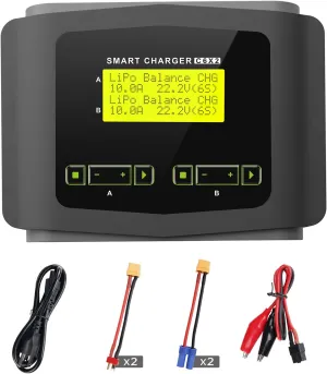 Battery Charger Dual RC Charger Discharger 10A Fast Balance Battery Charger for 1-6S LiPo LiHV Li-ion Life 1-15S NiMH NiCD PB Smart Battery RC Car Drone$ Large Screen shortwave income LiPo 