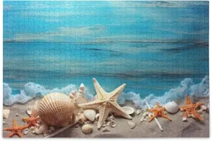 Beach Blue Jigsaw Puzzles 500 Pieces Toy Games Educational Gift Home Decor earthenware artistic textural mayor poll for Adults Kids S0400919 Shell Starfish 