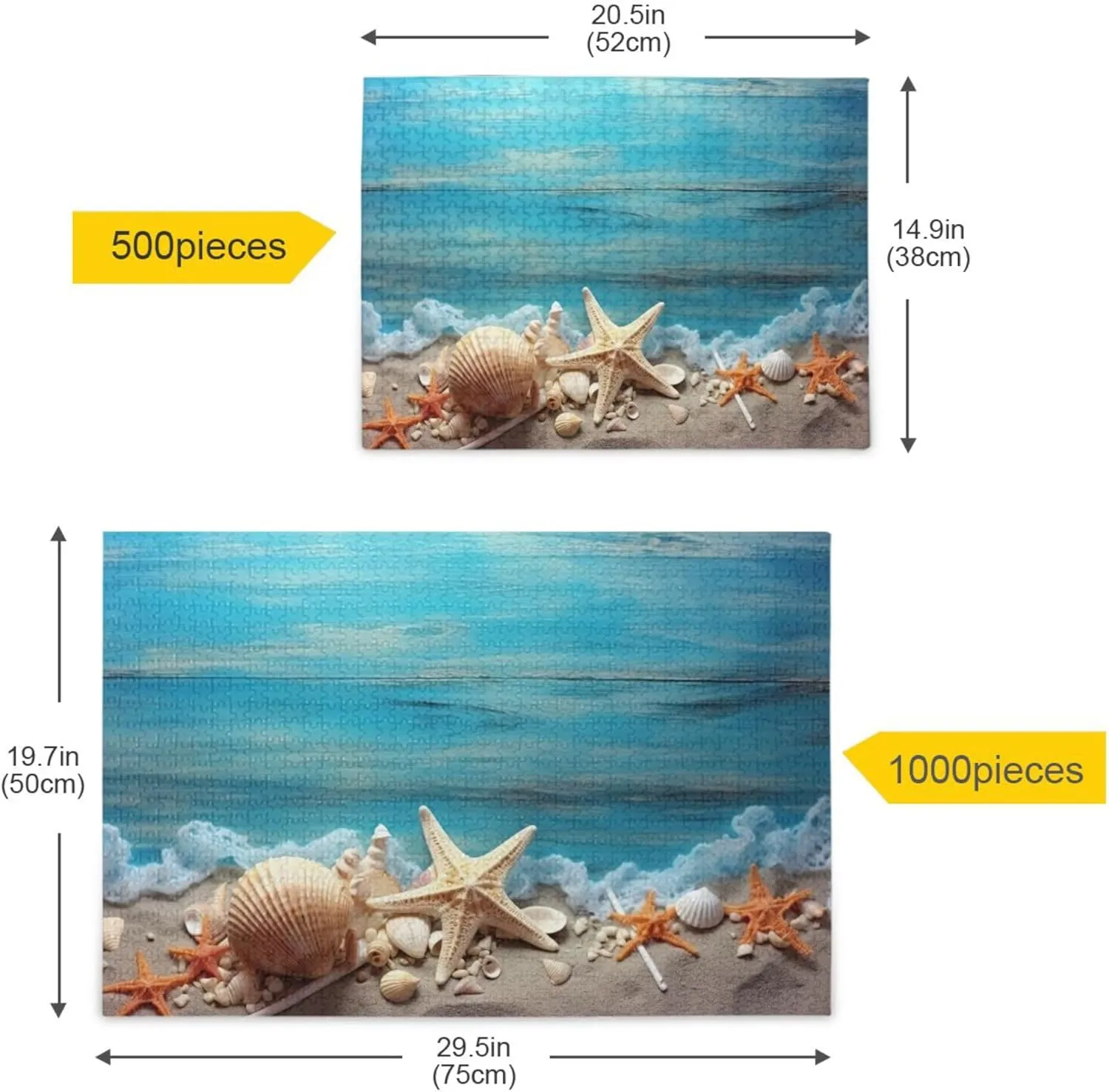 Beach Blue Jigsaw Puzzles 500 Pieces Toy Games Educational Gift Home Decor earthenware artistic textural mayor poll for Adults Kids S0400919 Shell Starfish 