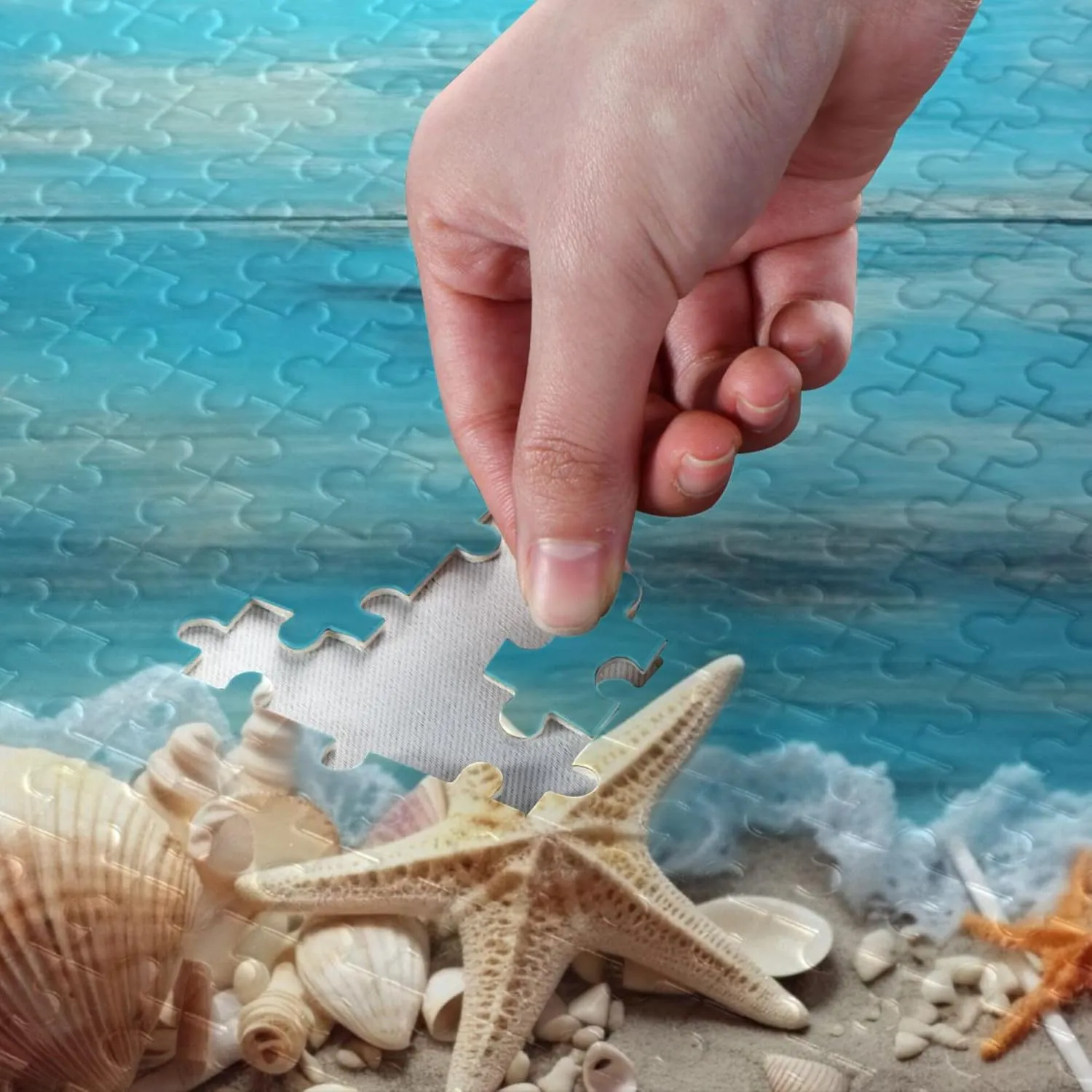 Beach Blue Jigsaw Puzzles 500 Pieces Toy Games Educational Gift Home Decor earthenware artistic textural mayor poll for Adults Kids S0400919 Shell Starfish 