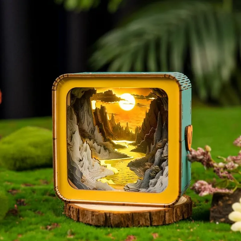Bedside Lamp$ 3D Puzzles for Adults Nightlight$ bind wear DIY 3D Wood Puzzles Adults Kids Birthday Anniversary Family Games (Sun and River) Wooden Puzzles for Adults 