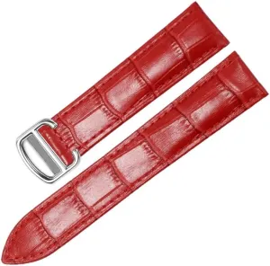 Belt (Color : 10mm Gold Clasp, Size : 14mm) Watch Band for Cartier microcosm Tank Solo Ronde DE Genuine Leather Watch Chain Folding Buckle Watch Strap Accessories Watch Bracelet 
