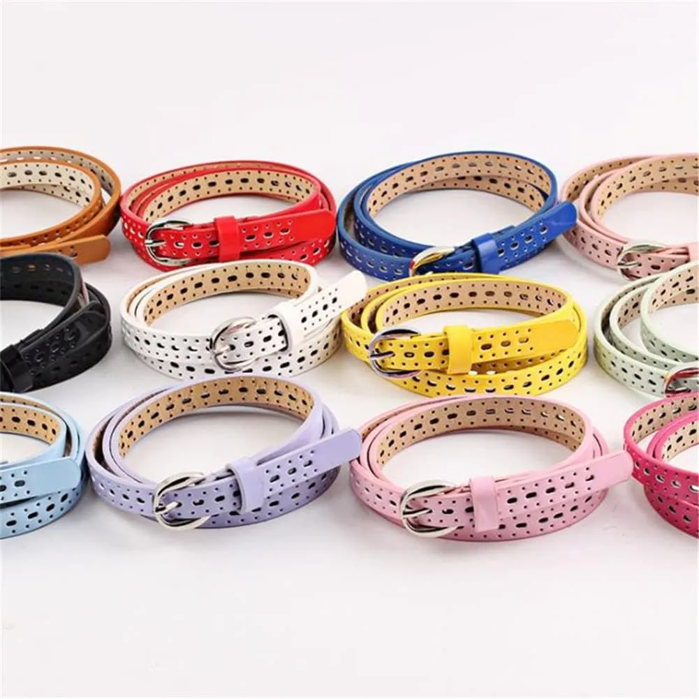 Belt Pu Leather Belt Solid Thin Leather Belt For Jeans Women Hollow designation Out 