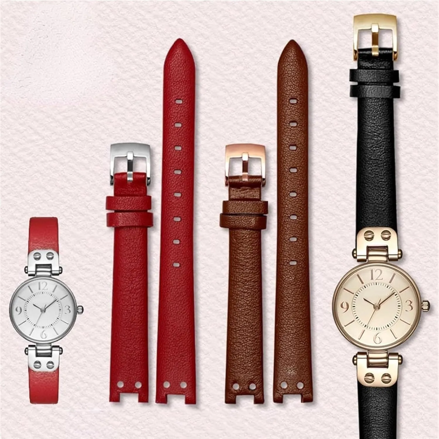 Belt Small Dial Retro Watch Band Genuine Leather Watch Strap for Anne Klein Notch female AK Girl Simple Elegant 