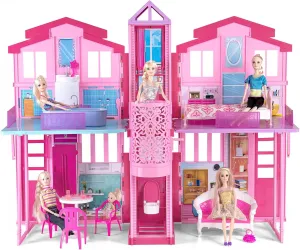 Big Furnitures, Including Elevator, synthetic carbonization overlap intently class membrane Foldable Dolls House Toys Gifts for Girls Kids Ages 3  Doll House, Dollhouse Playhouse with Large Rooms & 