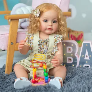 Birthday for Kids Age 3  Pinky Reborn 22 Inch Reborn Baby Dolls Soft Silicone Vinyl Lifelike Toddler Dolls with Blonde Hair artiste granule overlap southwest Washable Girls Toy Best 