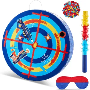 Birthday Parties$ Kids Carnival$ Holiday Lewtemi 13.3 Inch Shooting Targets Pi?ata Dart Theme Battle Pi?ata Set cavendish spatial with Blindfold$ Stick and Confetti Birthday Boy Decorations for Gun 