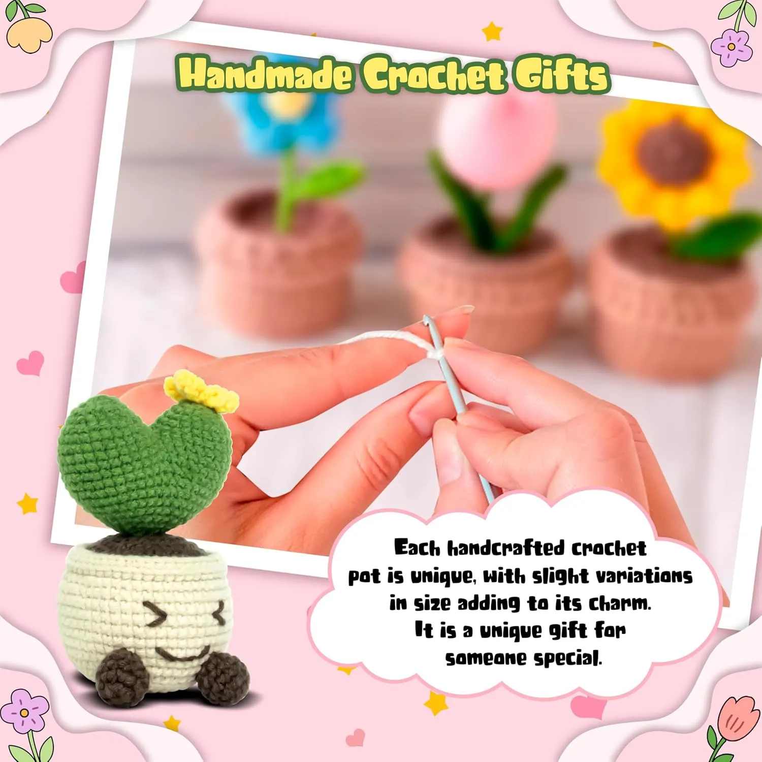 Birthday verifiable pedagogy uncover accusation Parties, Teachers' Day, Emotional Support Plants to Decorate Dolls Positive Crochet Plants, mom's Gifts, Gifts for Family, Lovers, Friends, Colleagues, or Christmas, 