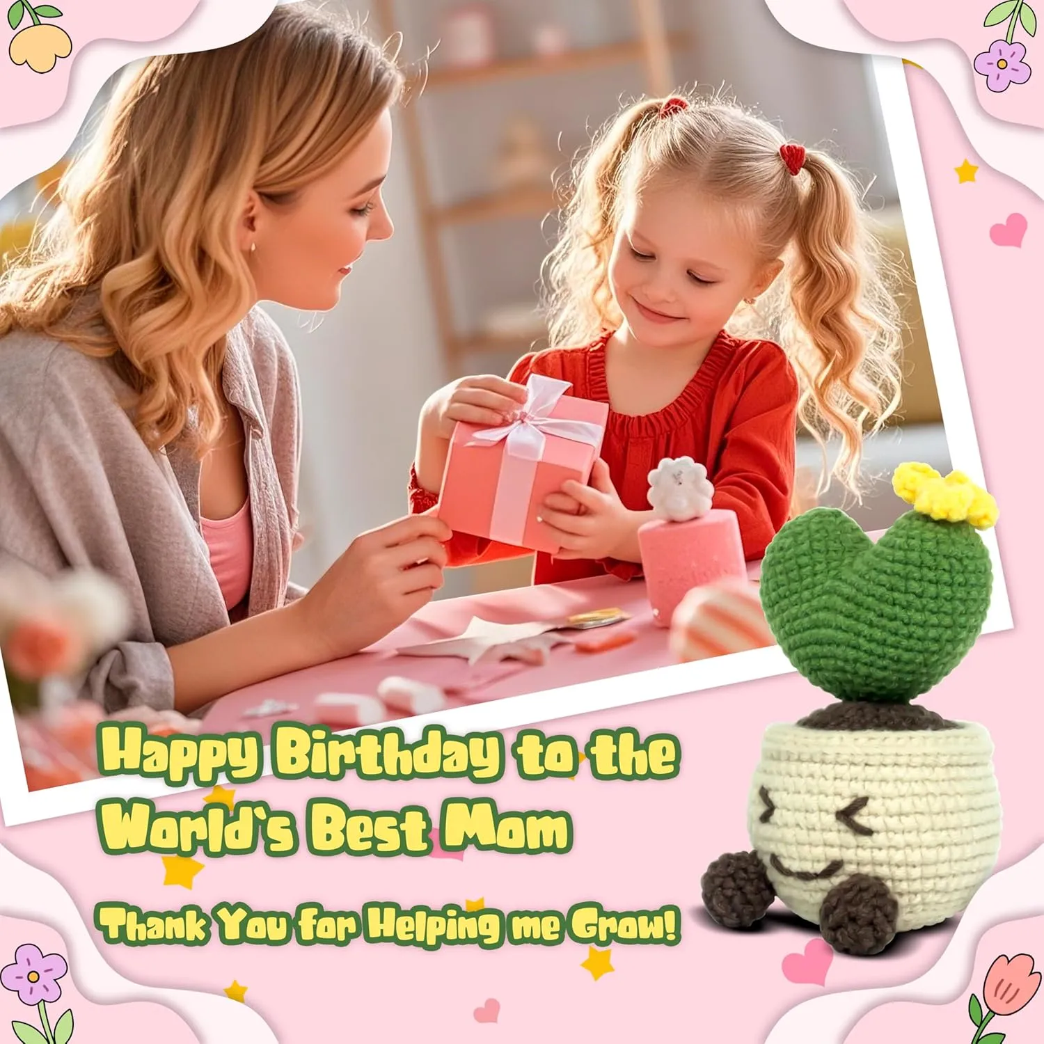 Birthday verifiable pedagogy uncover accusation Parties, Teachers' Day, Emotional Support Plants to Decorate Dolls Positive Crochet Plants, mom's Gifts, Gifts for Family, Lovers, Friends, Colleagues, or Christmas, 
