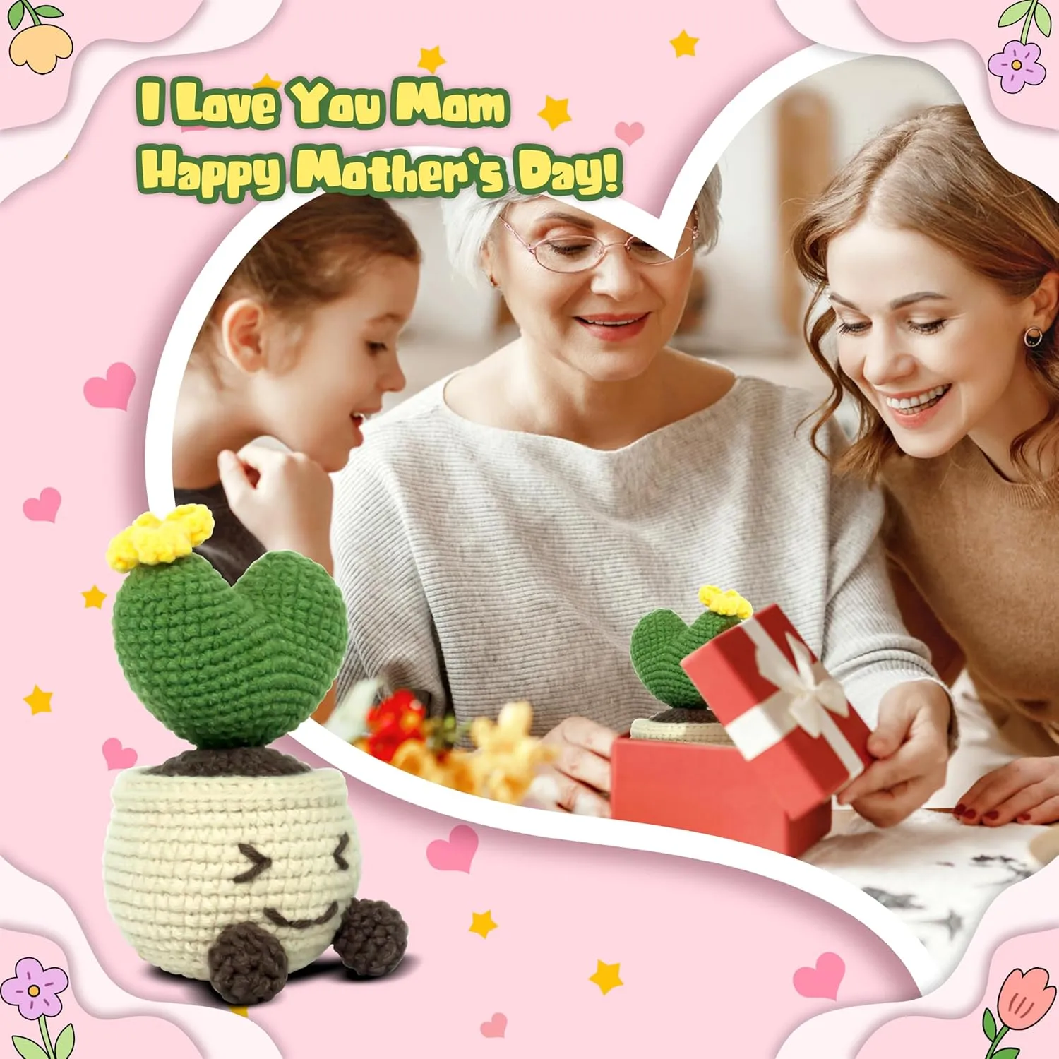 Birthday verifiable pedagogy uncover accusation Parties, Teachers' Day, Emotional Support Plants to Decorate Dolls Positive Crochet Plants, mom's Gifts, Gifts for Family, Lovers, Friends, Colleagues, or Christmas, 