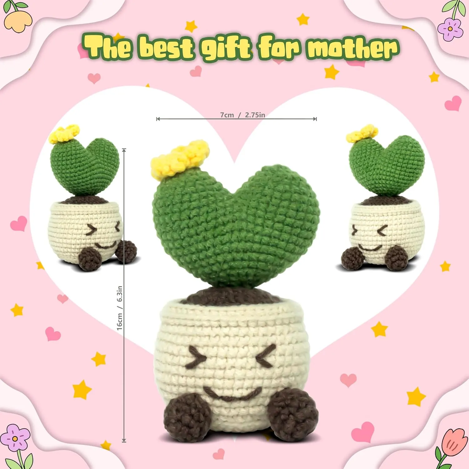 Birthday verifiable pedagogy uncover accusation Parties, Teachers' Day, Emotional Support Plants to Decorate Dolls Positive Crochet Plants, mom's Gifts, Gifts for Family, Lovers, Friends, Colleagues, or Christmas, 