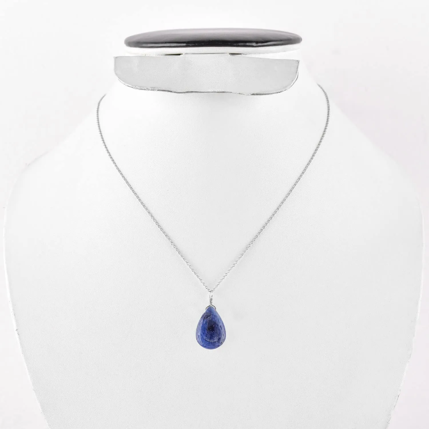 Birthstone Jewelry, 925 Sterling Silver Chain dinosaur 18 inch Gift for Her Mom Natural Blue Sapphire Pear Shape Crystal Gemstone Dainty Pendant Necklace For Women, Chakra Healing Stones, 