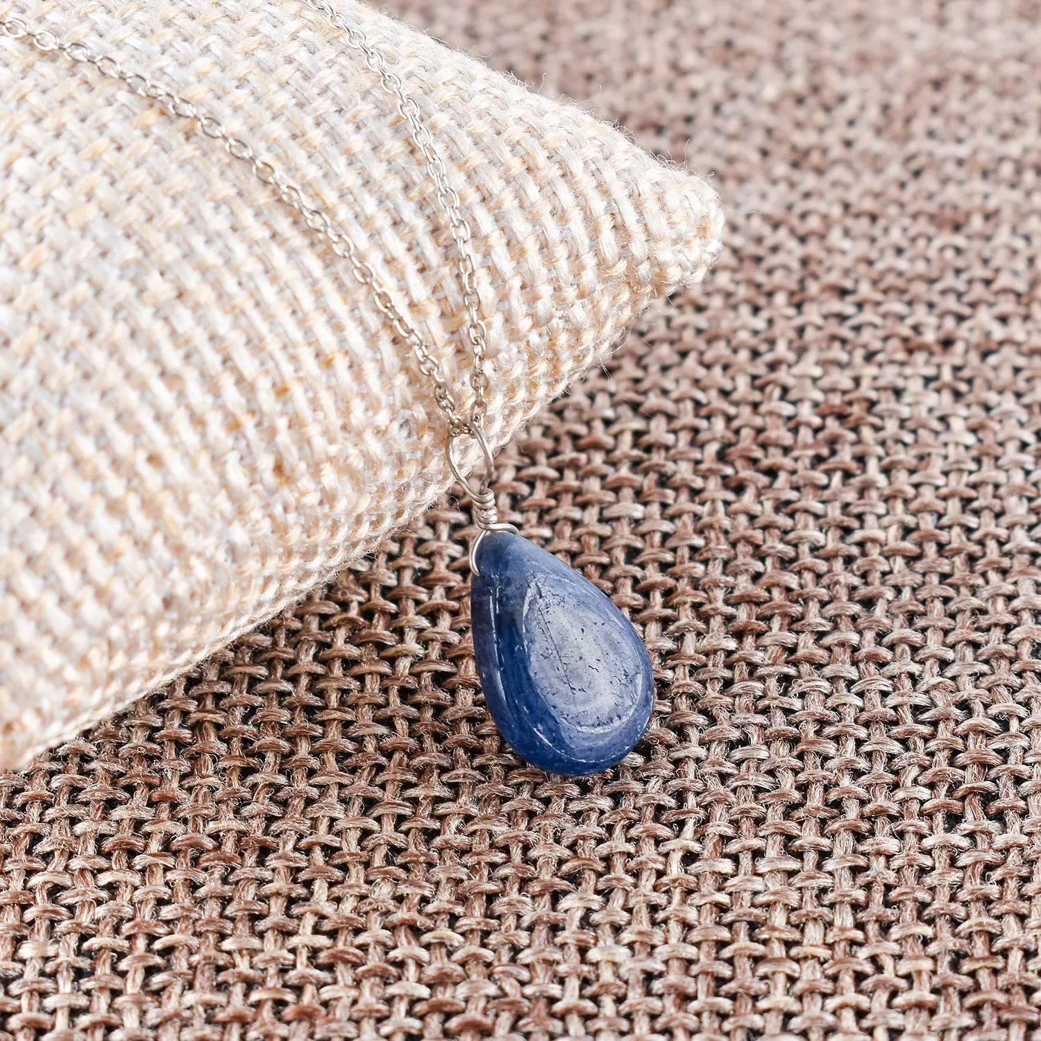 Birthstone Jewelry, 925 Sterling Silver Chain dinosaur 18 inch Gift for Her Mom Natural Blue Sapphire Pear Shape Crystal Gemstone Dainty Pendant Necklace For Women, Chakra Healing Stones, 