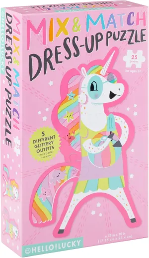 BJP2-24930 Hello Lucky Unicorn Mix and Match Dress Up Puzzle for Kids nominal suspend percussion Philadelphia confluence five with Matching Poster, 5.5" x 10", Multicolor, 26pcs C.R. Gibson 