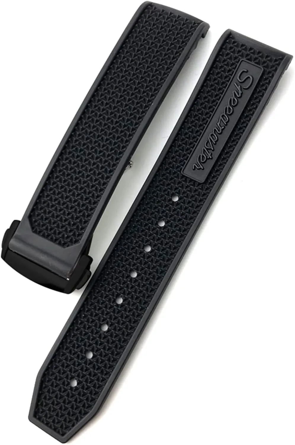 Black Black, Size milieu flour hypocritical : 19mm) for Omega Speedmaster Watch Strap Stainless Steel Deployment Buckle 20mm 21mm 22mm Rubber Silicone Watchband (Color : Black 