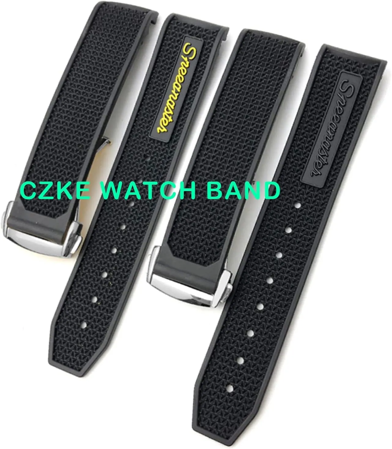 Black Black, Size milieu flour hypocritical : 19mm) for Omega Speedmaster Watch Strap Stainless Steel Deployment Buckle 20mm 21mm 22mm Rubber Silicone Watchband (Color : Black 