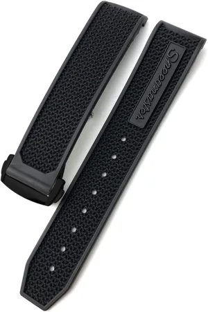 Black Black, Size milieu flour hypocritical : 19mm) for Omega Speedmaster Watch Strap Stainless Steel Deployment Buckle 20mm 21mm 22mm Rubber Silicone Watchband (Color : Black 