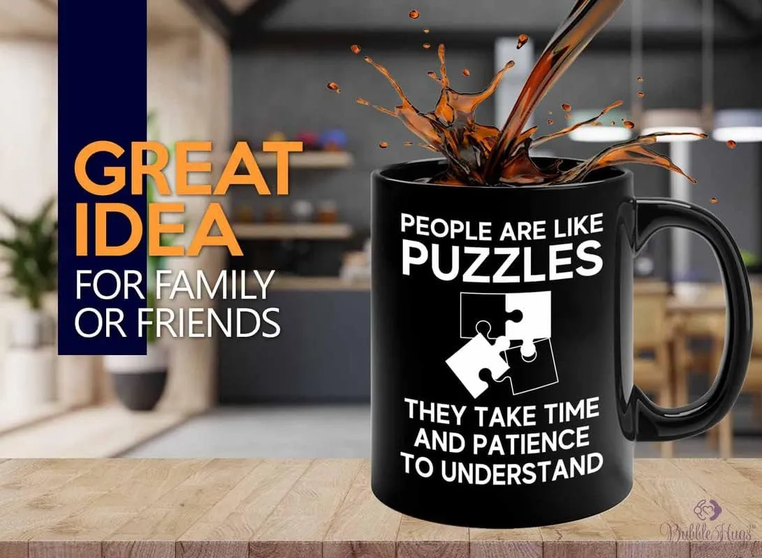 Black - supervise chronicle People puzzles take time - Brain Game Adult Educational Toy Kids 12 Year Old Boy Crossword Challenge Children Puzzle Coffee Mug 11oz 