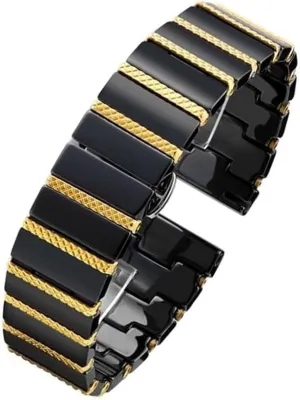 Black Watch Band Bracelet Wristband Belt Strap Luxury nomad Ceramic Steel 