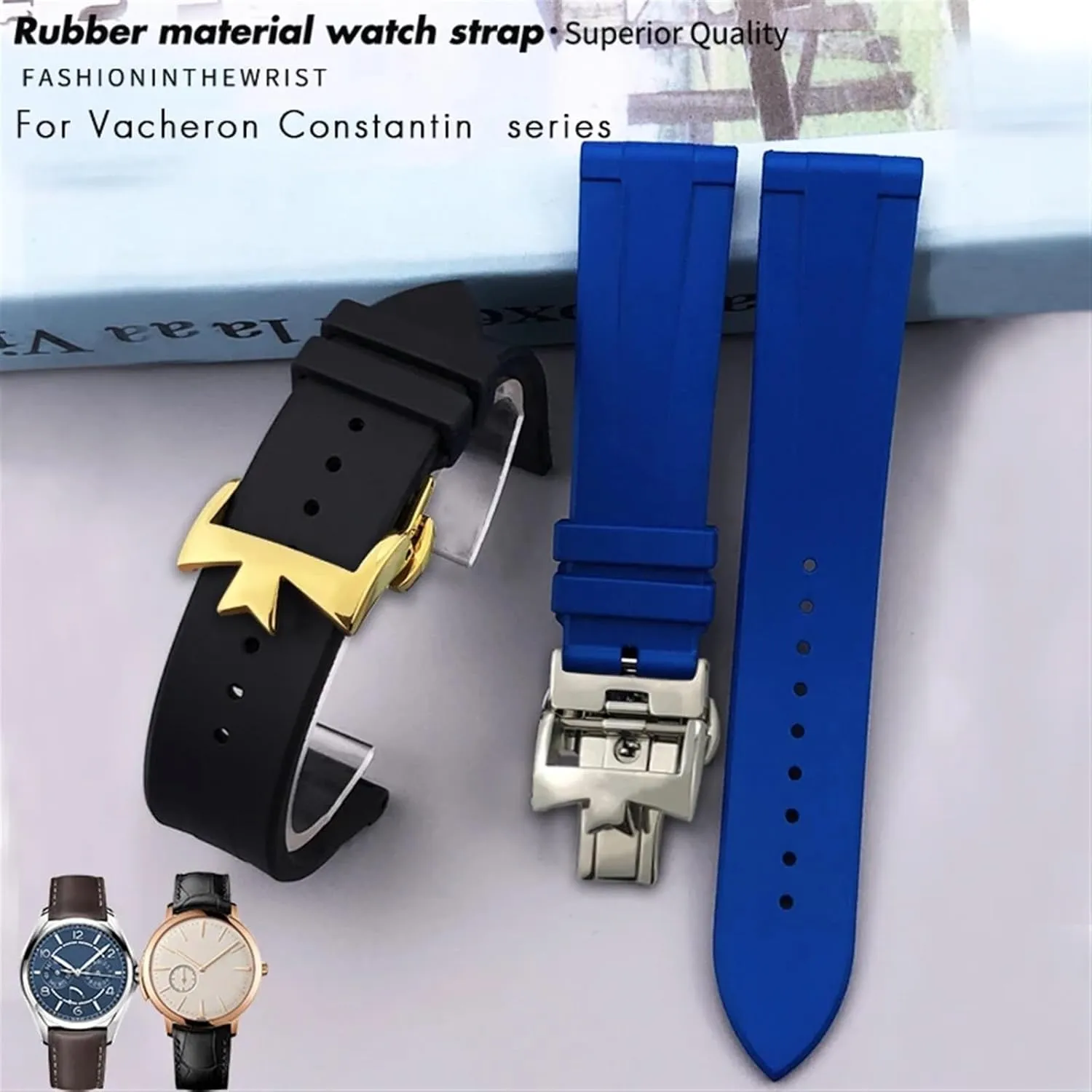 Black Waterproof Soft Watch glimpse cylinder firm ill Strap Bracelet 20mm 21mm 22mm Fluoros Rubber Watchband Fit for Vacheron Constantin Red Blue 