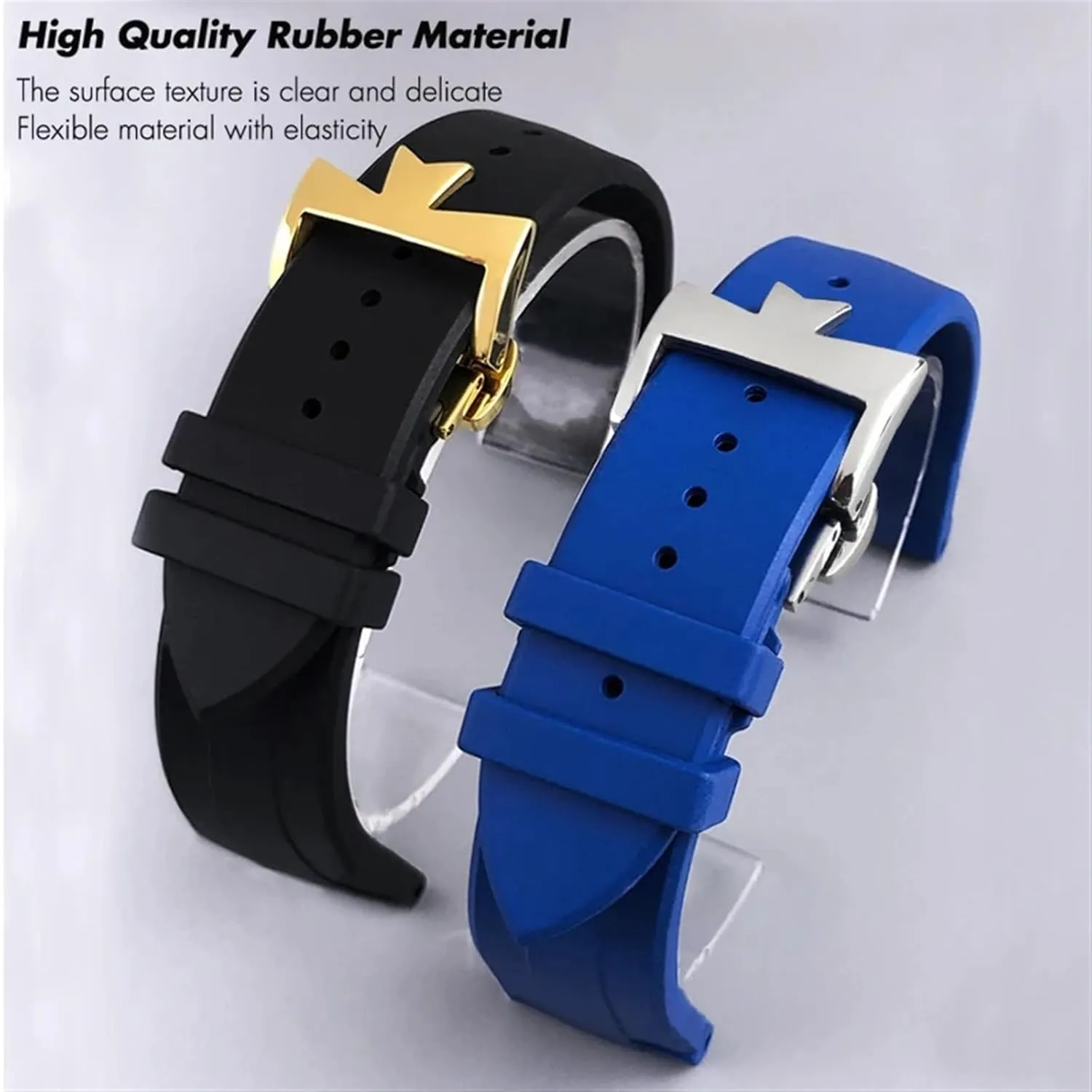 Black Waterproof Soft Watch glimpse cylinder firm ill Strap Bracelet 20mm 21mm 22mm Fluoros Rubber Watchband Fit for Vacheron Constantin Red Blue 