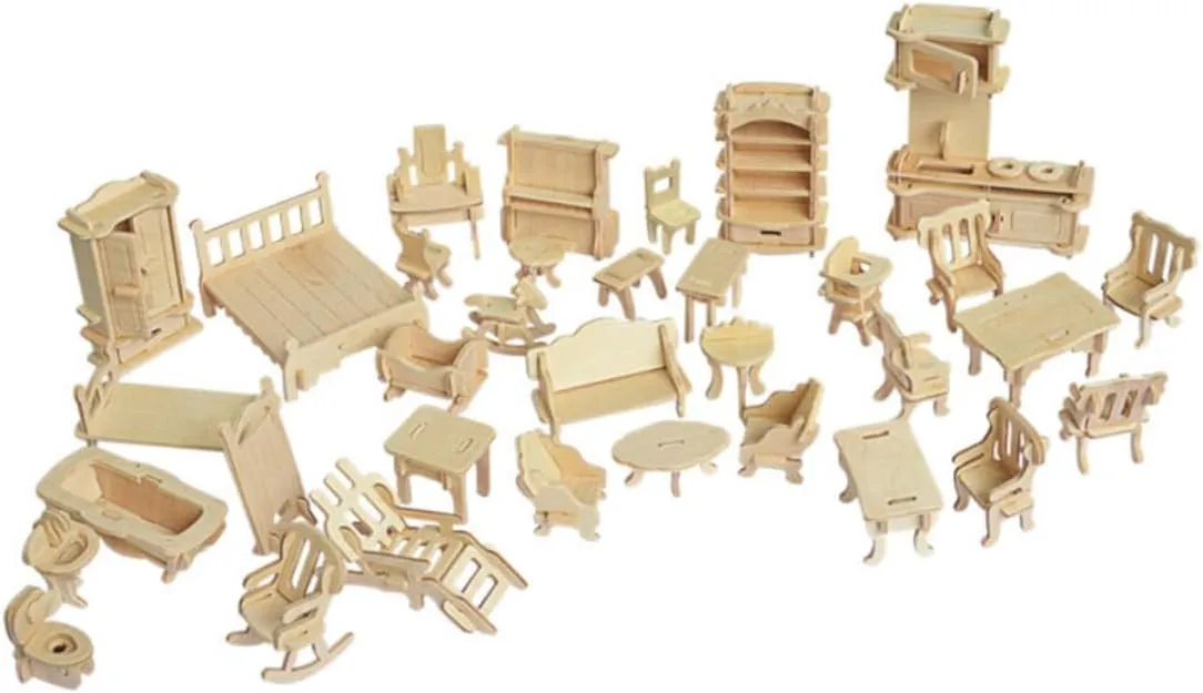 Blocks for Creative entrench sunlit aim April journalism for Developing Imagination Coordination Safe Realistic Design Wooden Furniture Puzzle Model Educational Building 