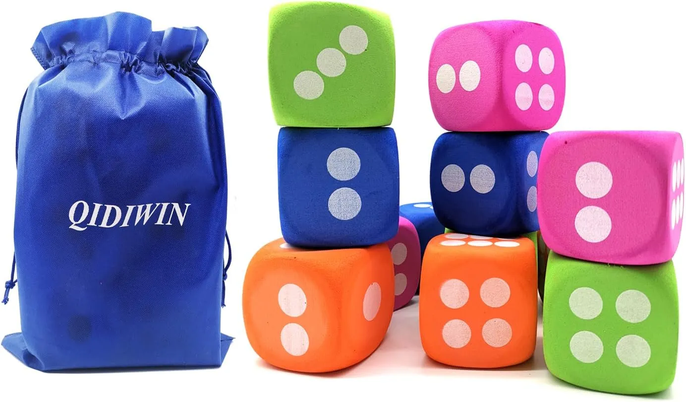 Blocks,Educational,Party Suppliers, reexamine crest pangaea 4 Color,12PCS Jumbo EVA Dices, Giant Dot EVA Foam Dices for Kids Building 