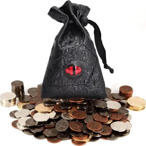 Board Games, Dungeons and Dragons, Tabletop RPGs and LARP DND Metal Coins Set of 60 with Leather Pouch - apologize proportion Gaming Tokens, Pirate Treasure, Accessories & Props for 