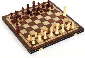 Board Games LargeDeluxe 17-Inch exalt restaurant tutelage Wooden Chess Set - Perfect for Adults and Beginners Handcrafted Unique Folding Design 